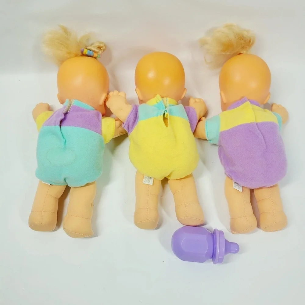 Vintage 1992 Magic Nursery Fuss n Giggle Baby Doll Triplets WORKS